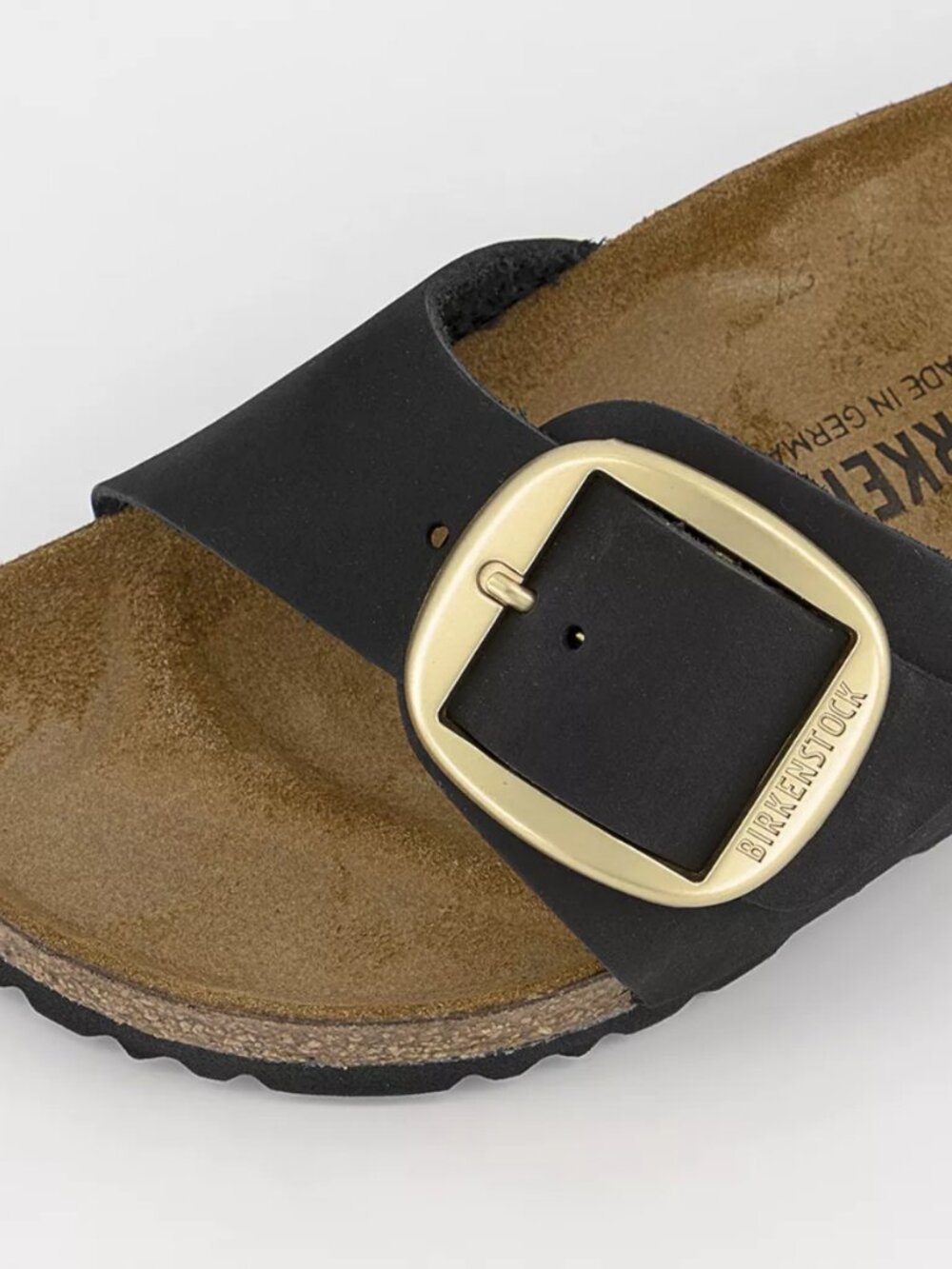 LN Birkenstock Madrid Big Buckle Sandals Black Nubuck *40* - Picture 2 of 6